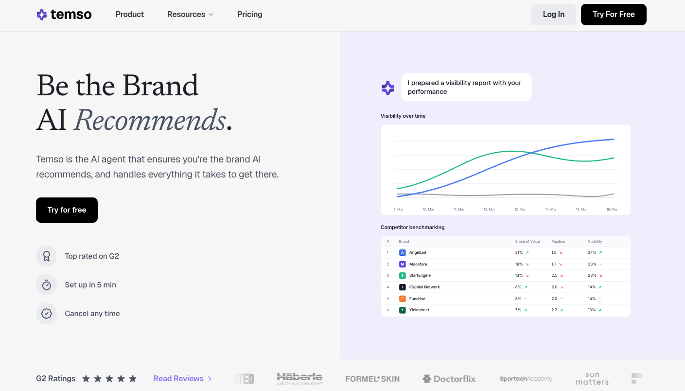 Temso AI product screenshot